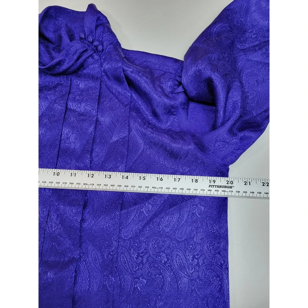 Worthington Vintage 1995 Womens 10 Purple Paisley Jacquard High Neck Blouse